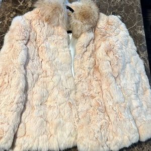 Real genuine Fox fur collar- rabbit fur jacket. Heavyweight. Great condition